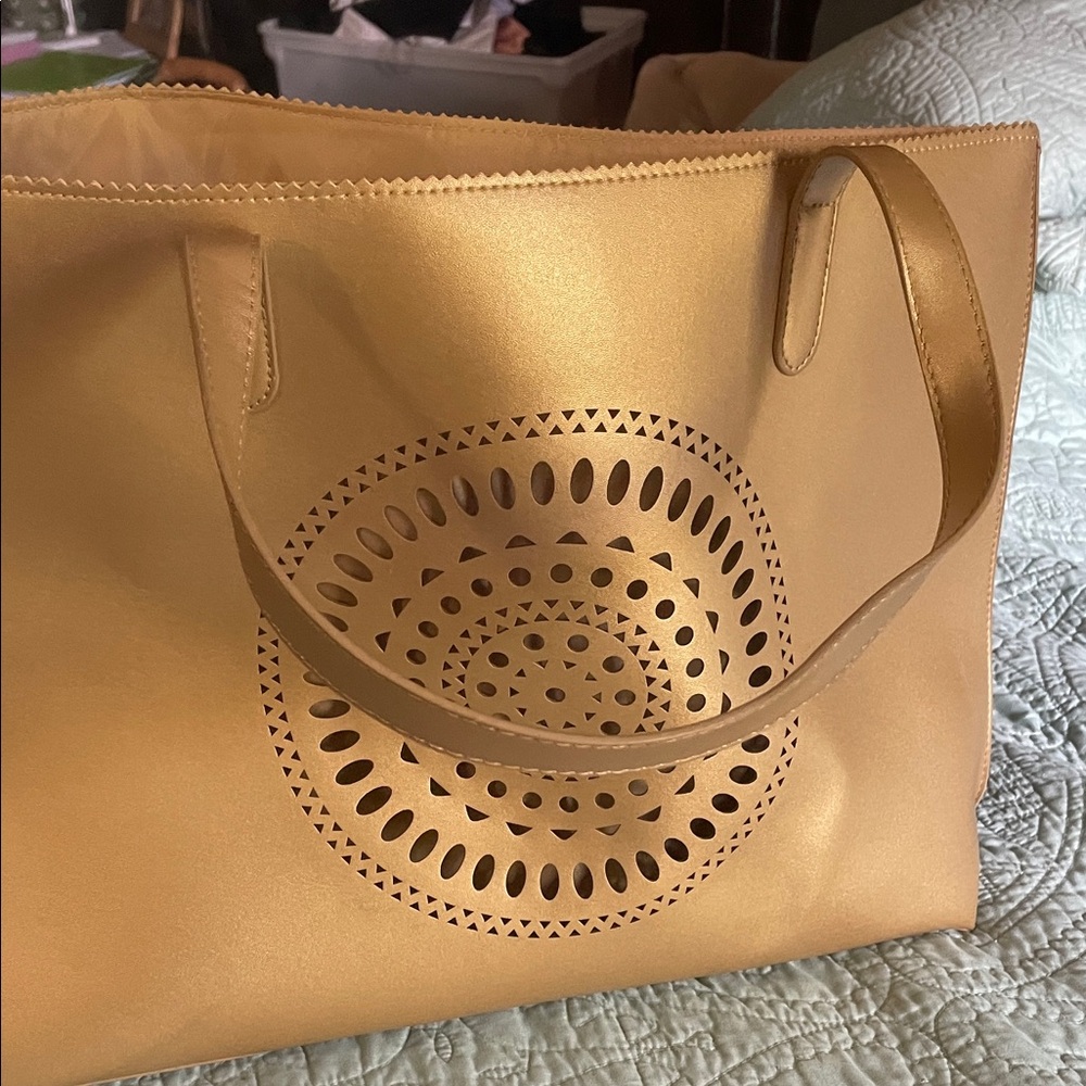 Neumann Marcus Elegant Gold Tote Bag